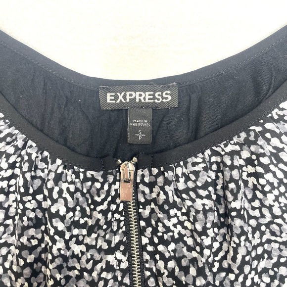 Express Shirt Womens Small Black White Sleeveless Tank Top 1/4 Zip Sheer Ladies - Picture 5 of 6